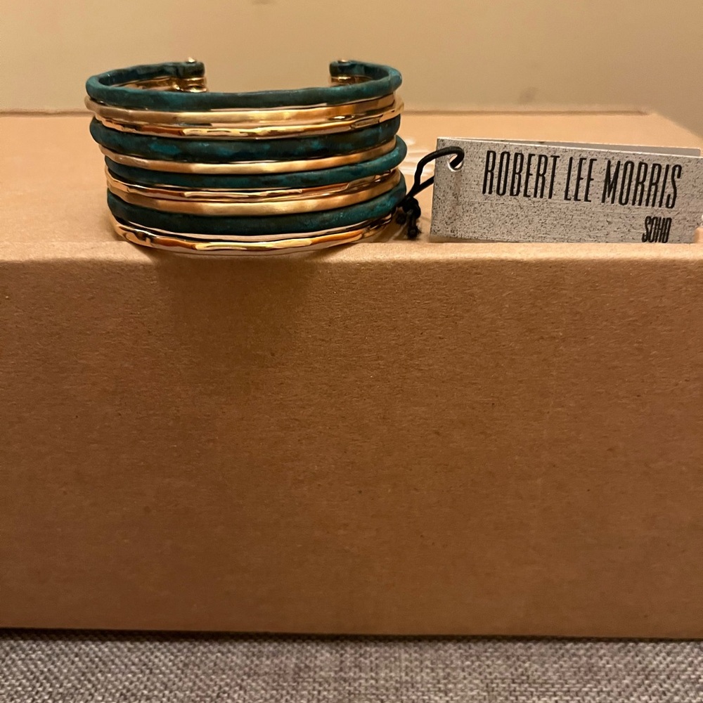 robert lee morris cuff bracelet. New. Gold and turquoise color. Very fancy.